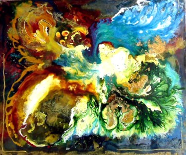 Peinture intitulée "les cheveaux de feu…" par C.Gullace, Œuvre d'art originale, Huile