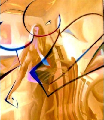 Painting titled "distorsion" by C.Gullace, Original Artwork, Oil
