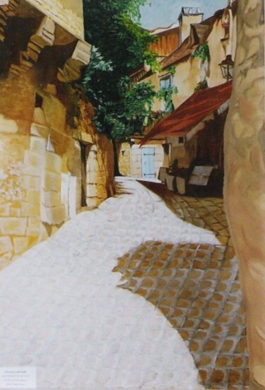 Peinture intitulée "Sarlat- Rue de la P…" par C / Lulu, Œuvre d'art originale