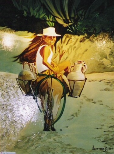 Peinture intitulée "Le Porteur d'eau" par C / Lulu, Œuvre d'art originale