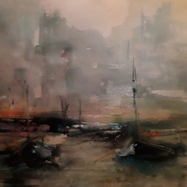 Peinture intitulée "Dans la brume" par Caroline Michas, Œuvre d'art originale, Aquarelle