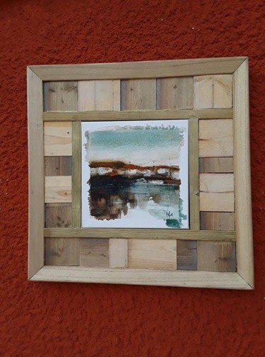 Painting titled "petit port" by Caroline Michas, Original Artwork, Watercolor Mounted on Wood Panel