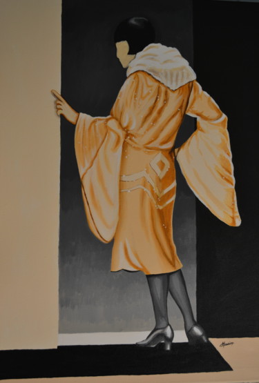 Peinture intitulée ""Le manteau orange"" par Opale Isis, Œuvre d'art originale, Acrylique