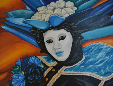Peinture intitulée "Tableau Carnaval Ve…" par Opale Isis, Œuvre d'art originale, Acrylique