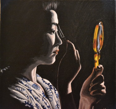 Peinture intitulée ""La geisha au miroi…" par Opale Isis, Œuvre d'art originale, Acrylique