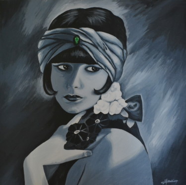 Peinture intitulée ""La femme au turban"" par Opale Isis, Œuvre d'art originale, Acrylique