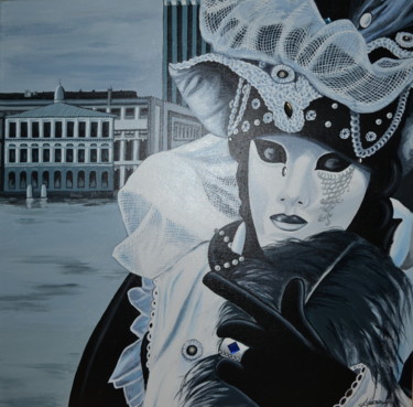 Peinture intitulée ""Masque vénitien no…" par Opale Isis, Œuvre d'art originale, Acrylique