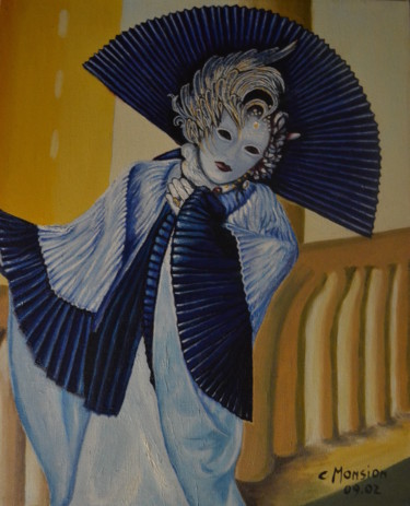 Peinture intitulée ""Le masque aux plis…" par Opale Isis, Œuvre d'art originale, Huile