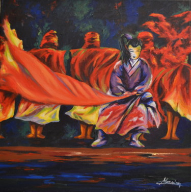 Peinture intitulée ""Danseurs japonais"" par Opale Isis, Œuvre d'art originale, Acrylique