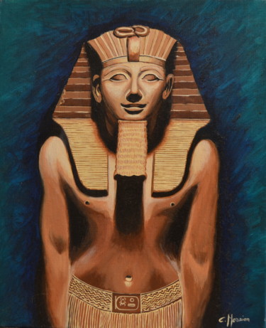 Malerei mit dem Titel ""Statue du pharaon…" von Opale Isis, Original-Kunstwerk, Öl