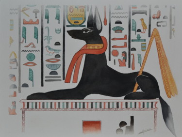Peinture intitulée "Aquarelle Egypte "O…" par Opale Isis, Œuvre d'art originale, Aquarelle