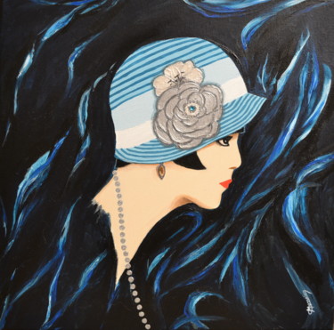 Painting titled ""Le chapeau-cloche…" by Opale Isis, Original Artwork, Acrylic