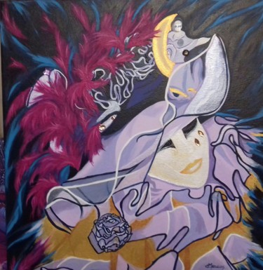 Картина под названием ""Masque de Venise m…" - Opale Isis, Подлинное произведение искусства, Акрил