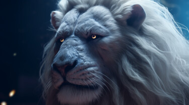 Digital Arts titled "old white Lion" by C.Moonheart, Original Artwork, AI generated image