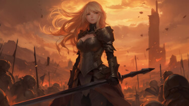Digital Arts titled "Female warrior" by C.Moonheart, Original Artwork, AI generated image