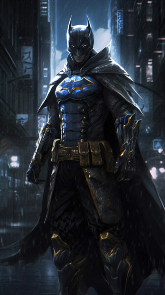 Arts numériques intitulée "Ninja Batman in the…" par C.Moonheart, Œuvre d'art originale, Image générée par l'IA