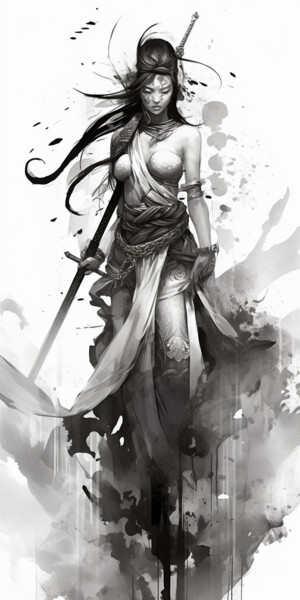 Digital Arts titled "Painted asia warrio…" by C.Moonheart, Original Artwork, AI generated image