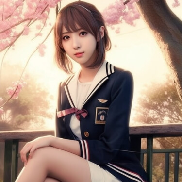 Artes digitais intitulada "Schoolgirl on a ben…" por C.Moonheart, Obras de arte originais, Imagem gerada por IA