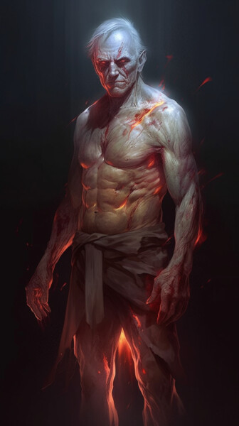 Digital Arts titled "Burning old man" by C.Moonheart, Original Artwork, AI generated image