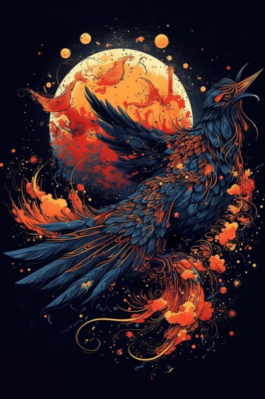 Arte digital titulada "Phoenix in Red oran…" por C.Moonheart, Obra de arte original, Imagen generada por IA