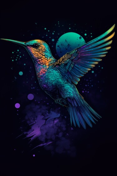 Arts numériques intitulée "Hummingbird violet…" par C.Moonheart, Œuvre d'art originale, Image générée par l'IA