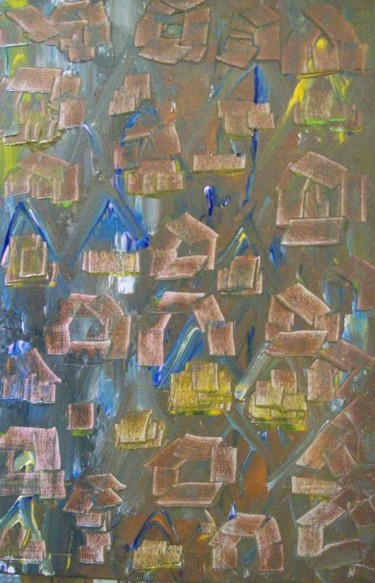 Peinture intitulée "LE VILLAGE OUBLIE" par C.Nancy, Œuvre d'art originale, Acrylique