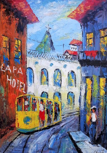 Картина под названием "Lapa - Santa Teresa…" - C. Nascimento, Подлинное произведение искусства, Акрил