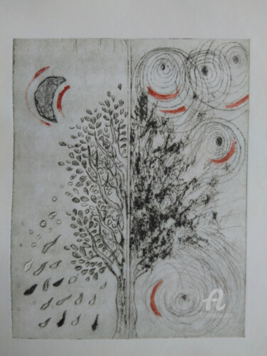 Druckgrafik mit dem Titel "Winterbaum" von Christine Porath, Original-Kunstwerk, Radierung