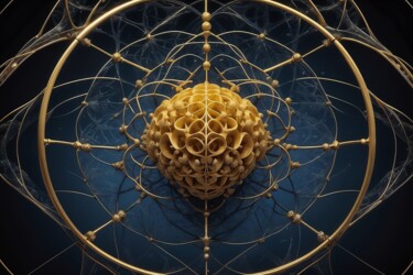 "Golden Nodes #5" başlıklı Dijital Sanat C.R. Kunferman tarafından, Orijinal sanat, AI tarafından oluşturulan görüntü