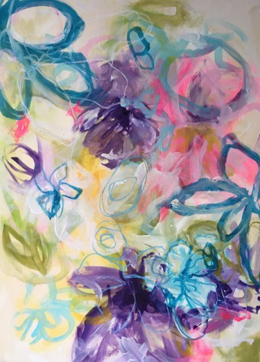 Painting titled "Colours of July" by Christiane Reisert, Original Artwork, Acrylic Mounted on Wood Panel
