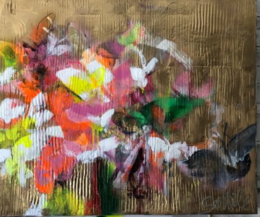 Or et papillons Peinture intitulée "Or et papillons" par Christiane Sottile, Œuvre d'art originale, Pigments