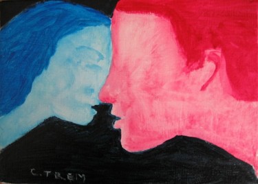 Peinture intitulée "Le baiser" par C.Trem, Œuvre d'art originale