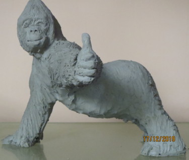 Sculpture titled "OK Gorilla terracot…" by Claudio Troiano, Original Artwork, Terra cotta