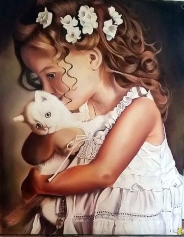 Peinture intitulée "calins-blancs.jpg" par Christiane You, Œuvre d'art originale, Pastel