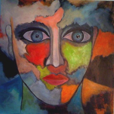 Peinture intitulée "PORTRAIT PSYCHEDELI…" par Cab, Œuvre d'art originale, Huile