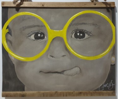 Peinture intitulée "Le bébé qui voit gr…" par Caberas, Œuvre d'art originale, Acrylique