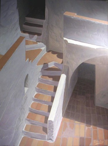 Pintura titulada "Las escaleras del p…" por Cabestany, Obra de arte original, Oleo