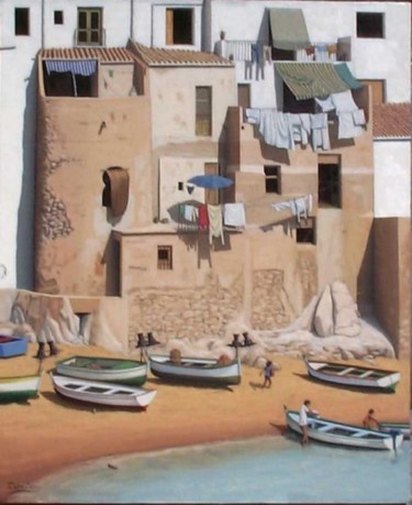 Pintura titulada "Fachada litoral" por Cabestany, Obra de arte original, Oleo