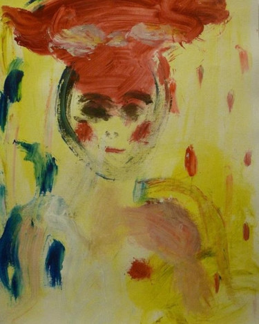 Peinture intitulée "Femme au sein rouge" par Cabir, Œuvre d'art originale