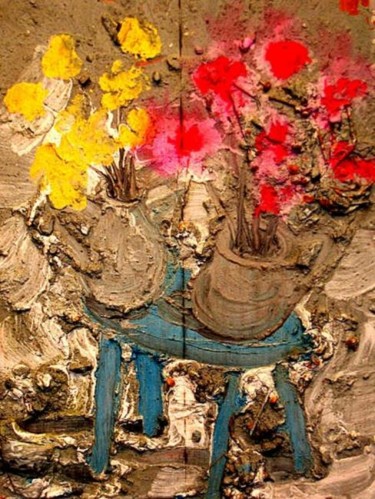 Painting titled "flores" by Gabriel Muguerza, Original Artwork, Oil
