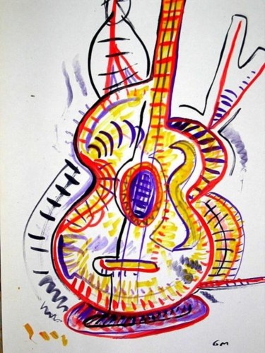 Painting titled "guitarra" by Gabriel Muguerza, Original Artwork, Oil