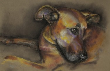 Peinture intitulée "Mon chien" par Michèle Lescuyer, Œuvre d'art originale