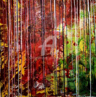Ζωγραφική με τίτλο "falling stripes 90x…" από Cäcilia Schlapper, Αυθεντικά έργα τέχνης, Ακρυλικό Τοποθετήθηκε στο Ξύλινο φορ…