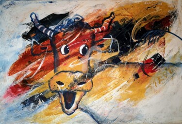 Peinture intitulée "Kuhli-Muh "Seraphin…" par Cäcilia Schlapper, Œuvre d'art originale, Acrylique