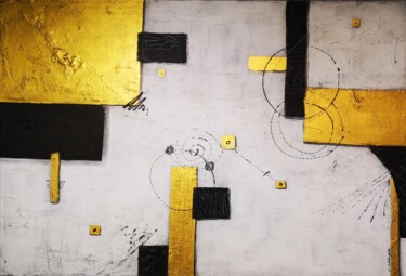 Painting titled "Gold-Geometrie Acry…" by Cäcilia Schlapper, Original Artwork, Acrylic Mounted on Wood Stretcher frame