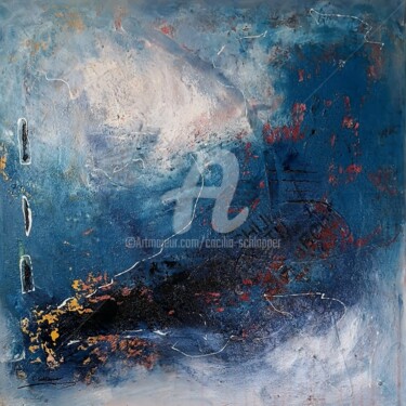 Painting titled "Blue Bayou 80x80 J2…" by Cäcilia Schlapper, Original Artwork, Acrylic Mounted on Wood Stretcher frame
