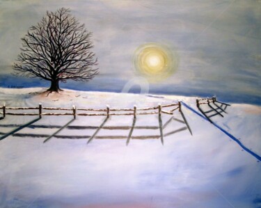 Painting titled "Wintersonne 80x100…" by Cäcilia Schlapper, Original Artwork, Acrylic Mounted on Wood Stretcher frame