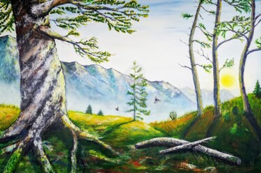 제목이 "Abendsonne Acryl/LW…"인 미술작품 Cäcilia Schlapper로, 원작, 아크릴 나무 들것 프레임에 장착됨