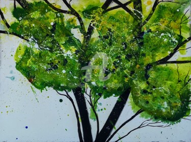 Картина под названием "Bäume im Wind 60x80…" - Cäcilia Schlapper, Подлинное произведение искусства, Акрил Установлен на Дере…