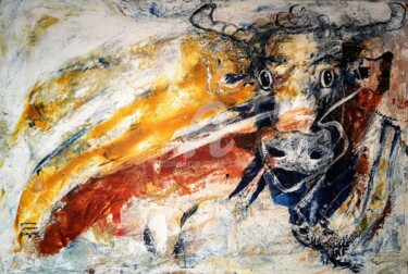 Pittura intitolato "Kuhli Muh "Stella"…" da Cäcilia Schlapper, Opera d'arte originale, Acrilico Montato su Telaio per barell…